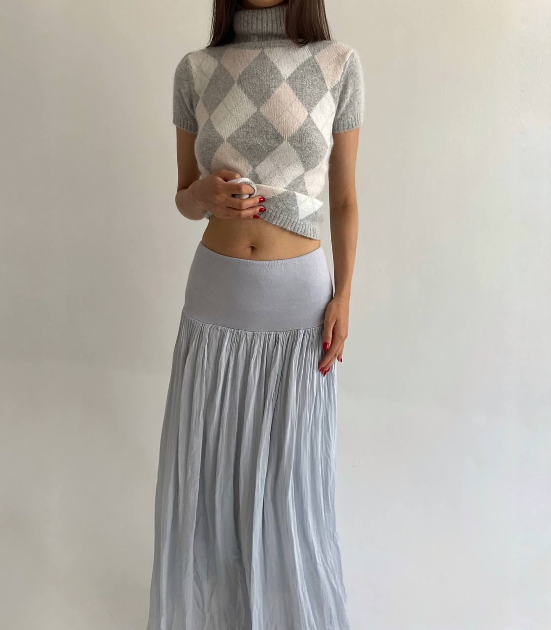Vintage silk and viscose blue skirt