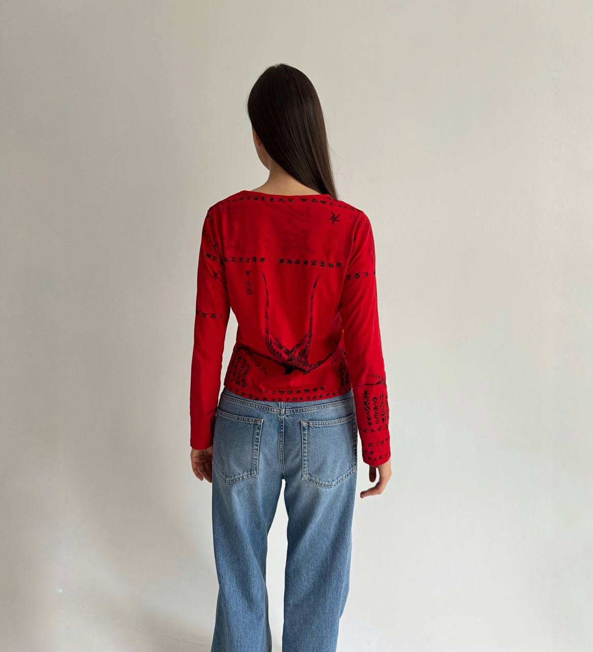 Viscose printed red blouse