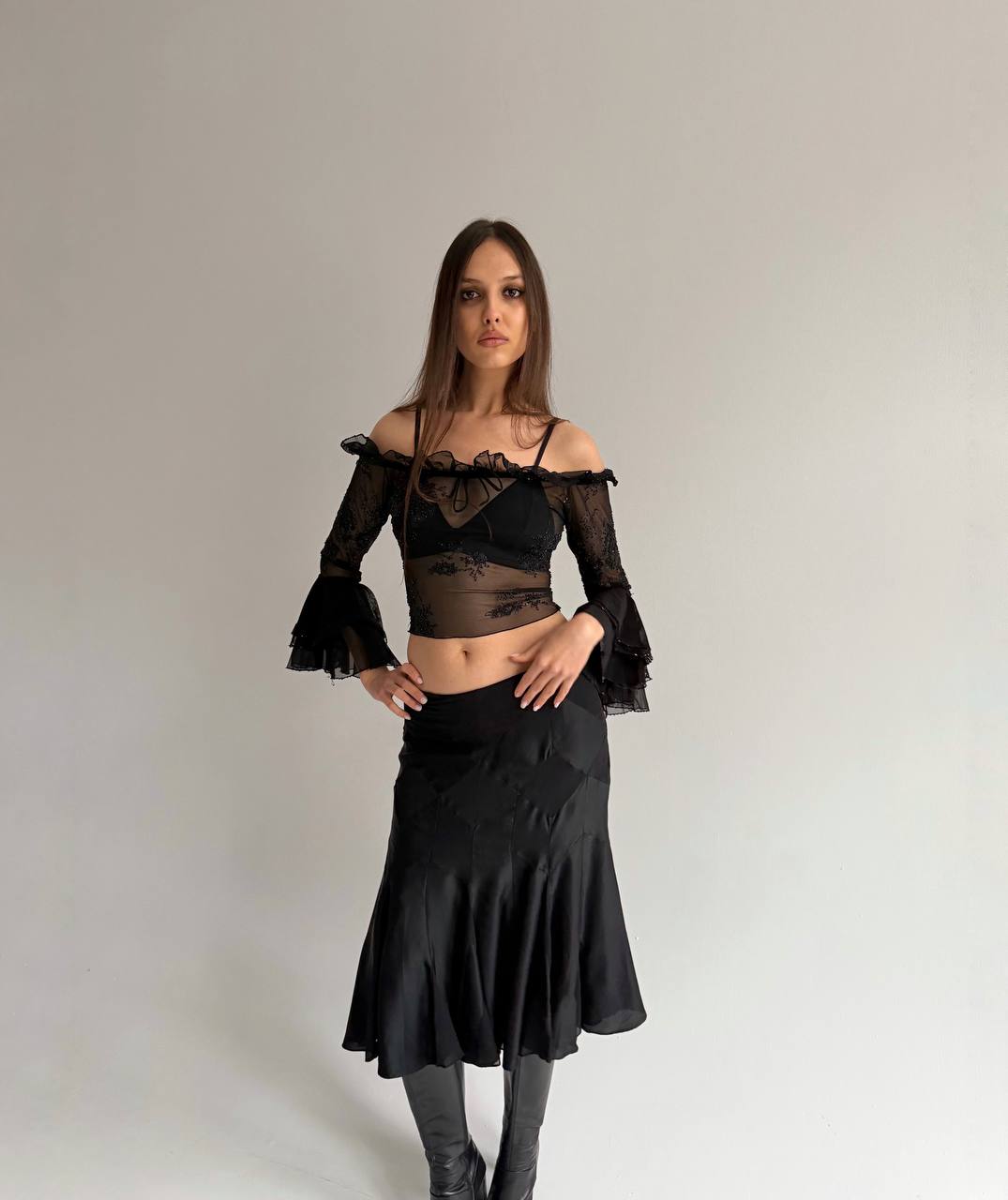 Vintage mesh beaded top