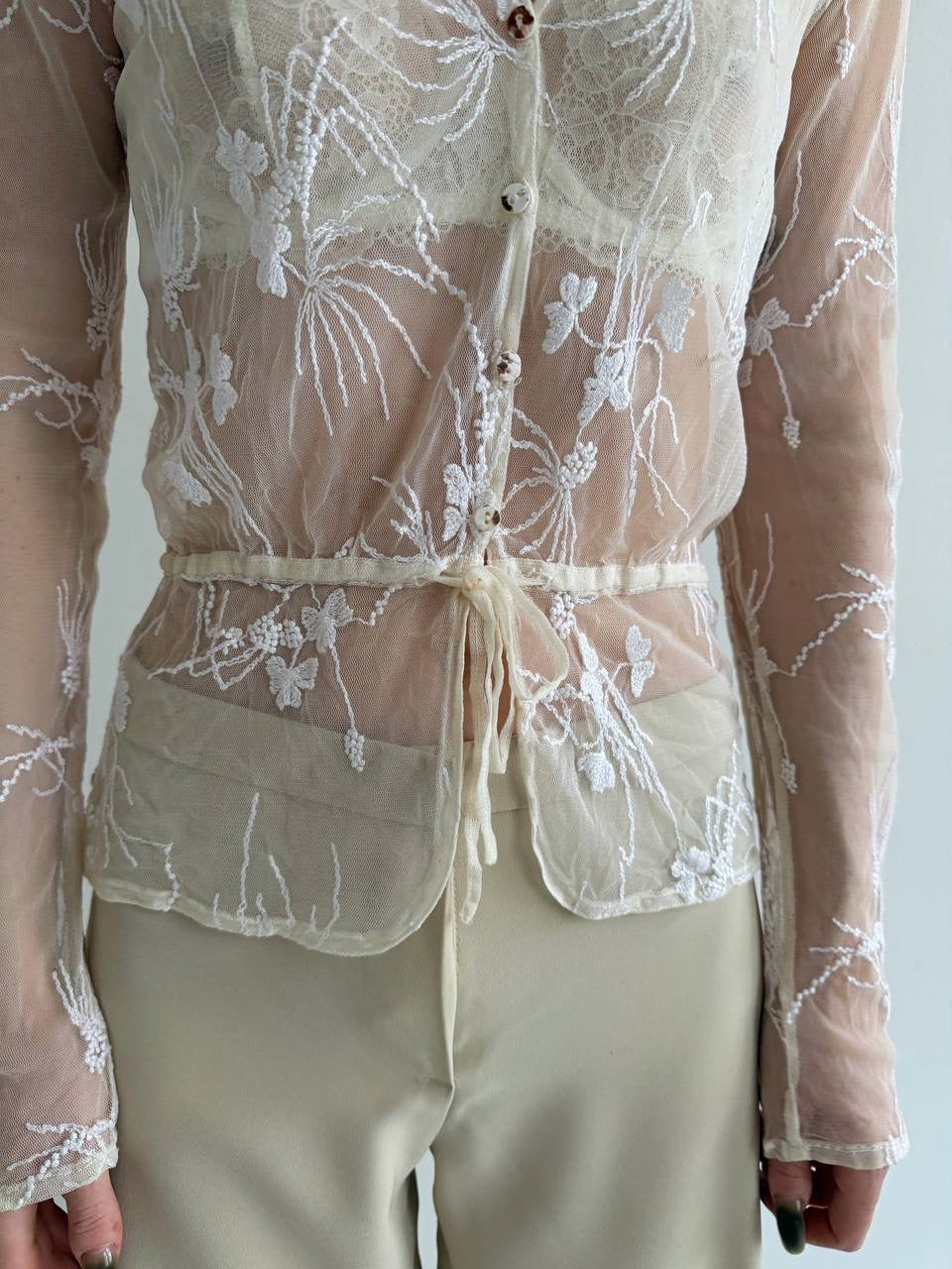Vintage transparent button up blouse