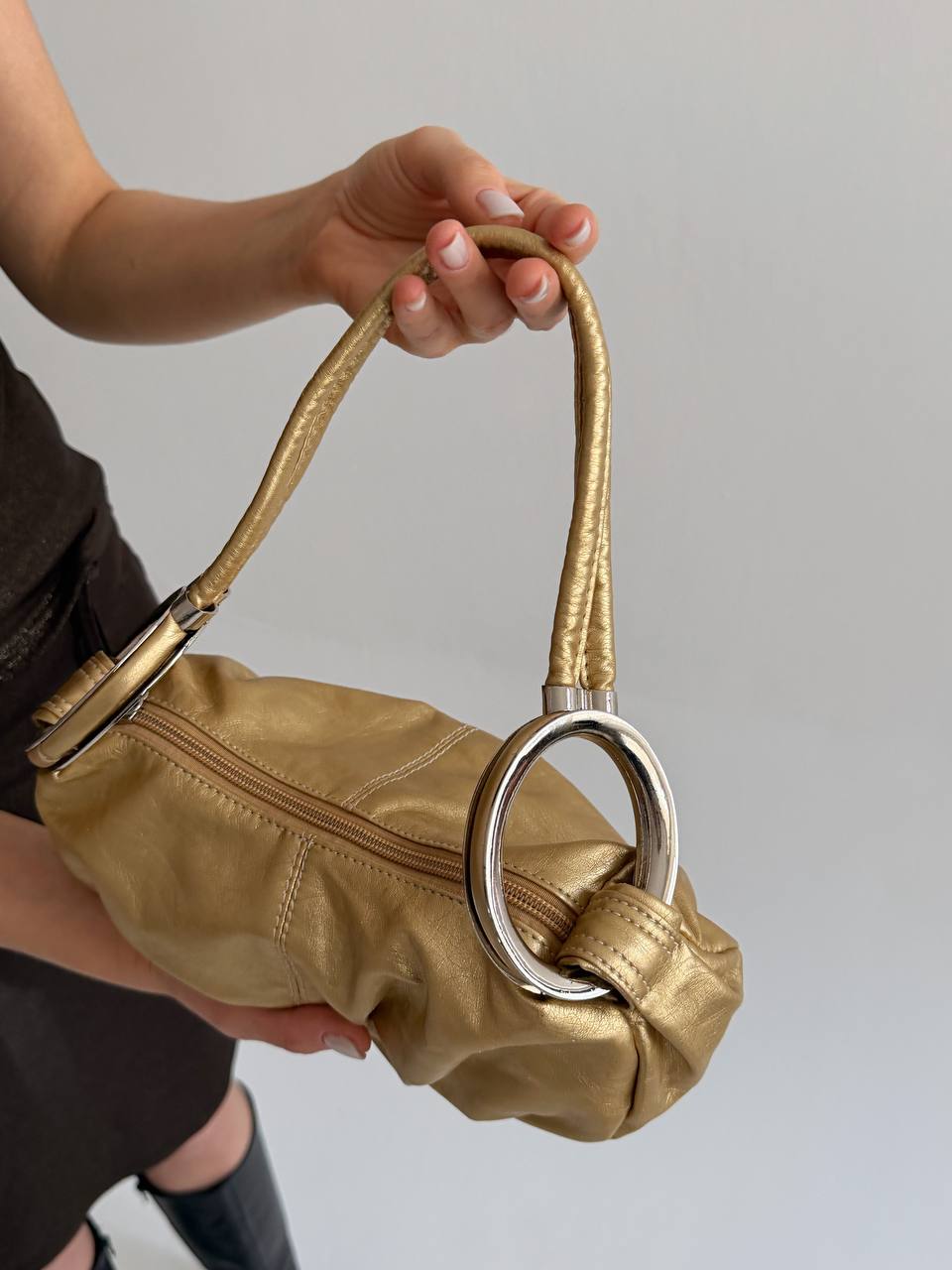 Vintage gold baguette bag