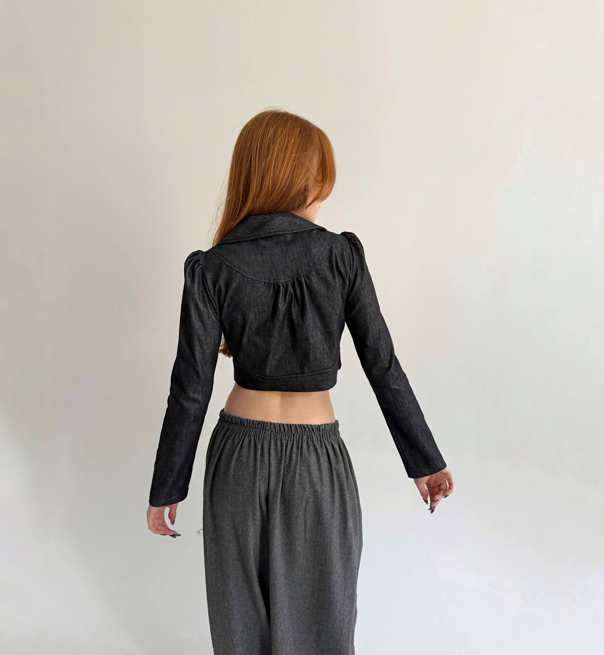 Y2K denim grey cropped jacket