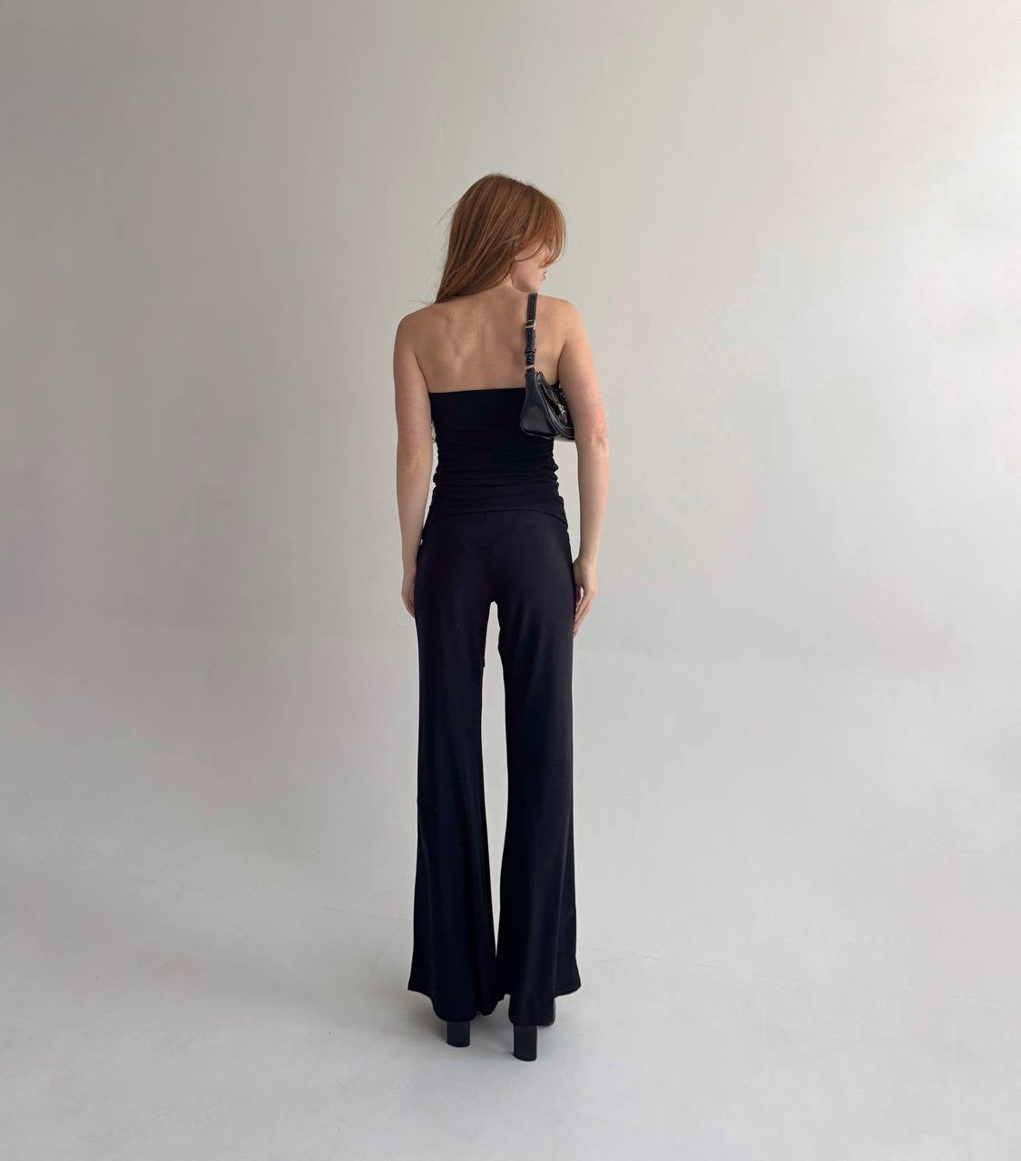 Y2K stretchy black strapless jumpsuit