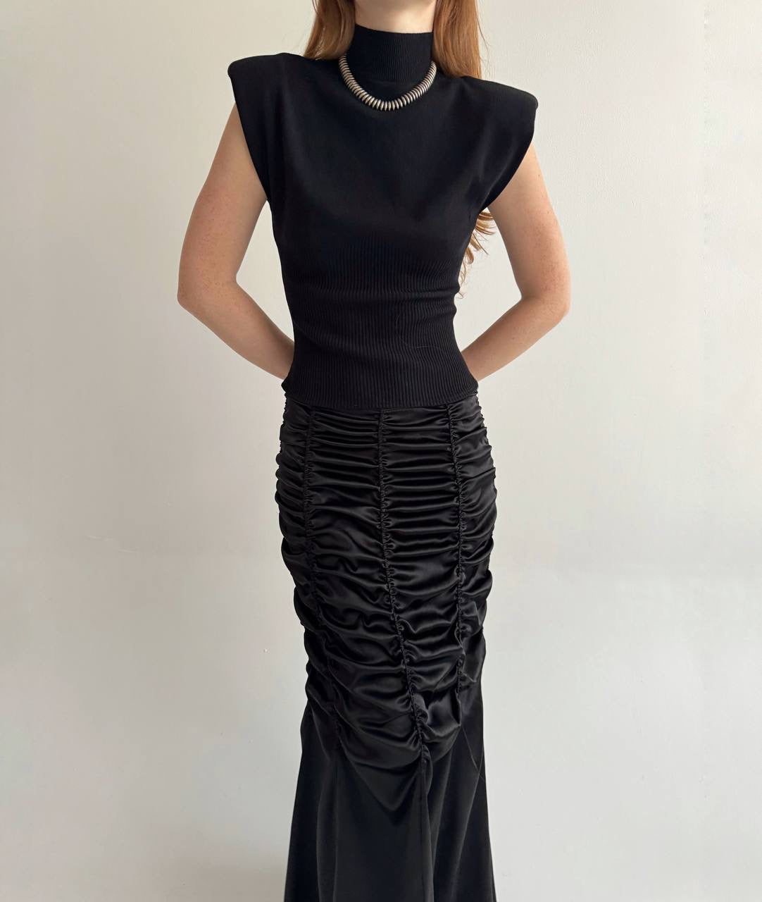 Vintage viscose blouse with shoulder pads