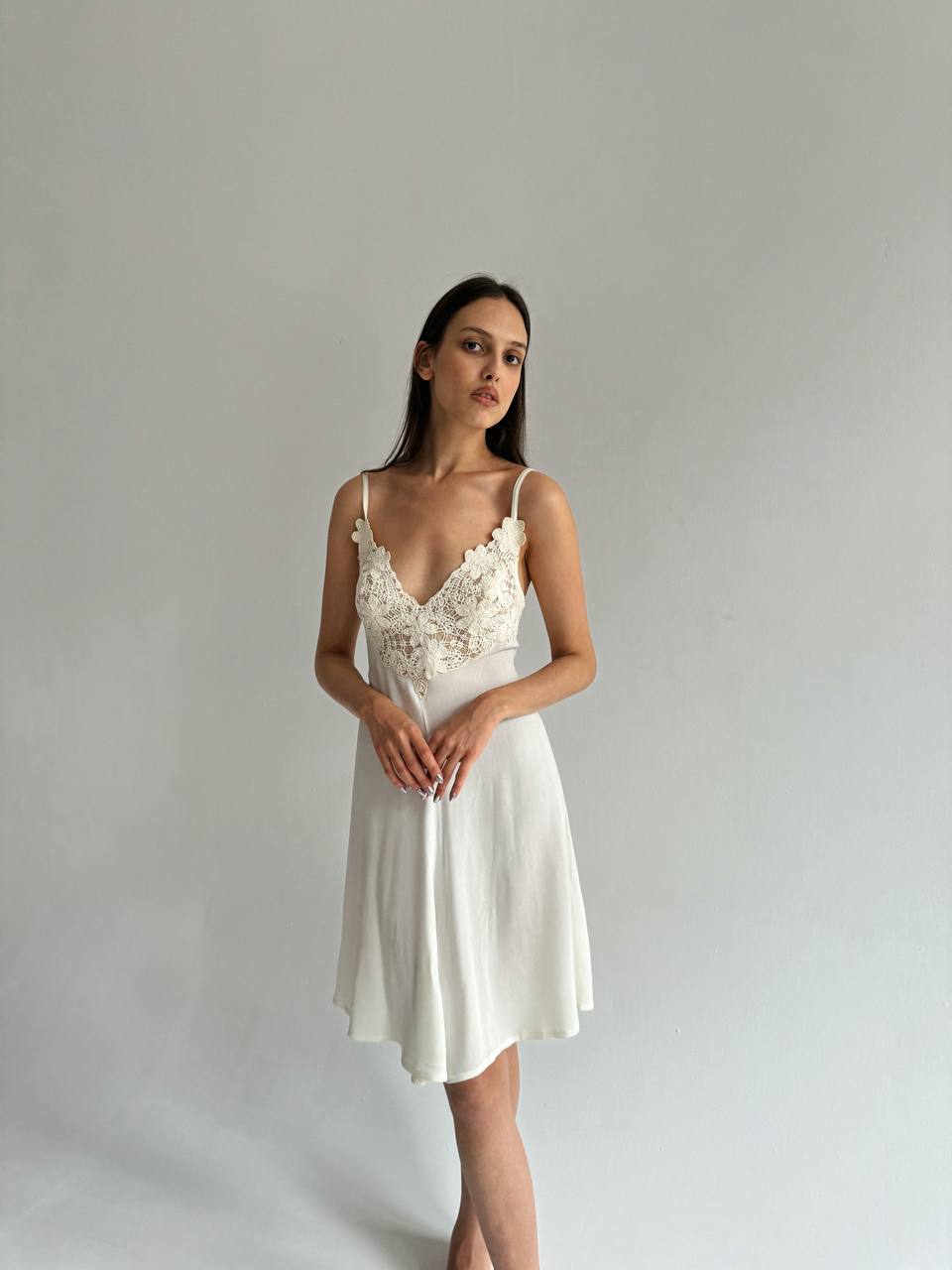 Vintage La Perla viscose dress with lace chest