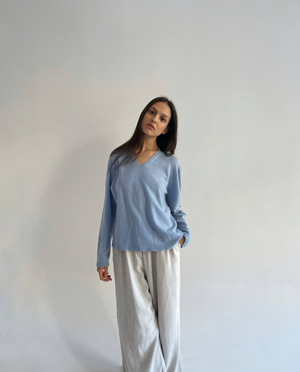 Vintage 100% cashmere baby blue jumper