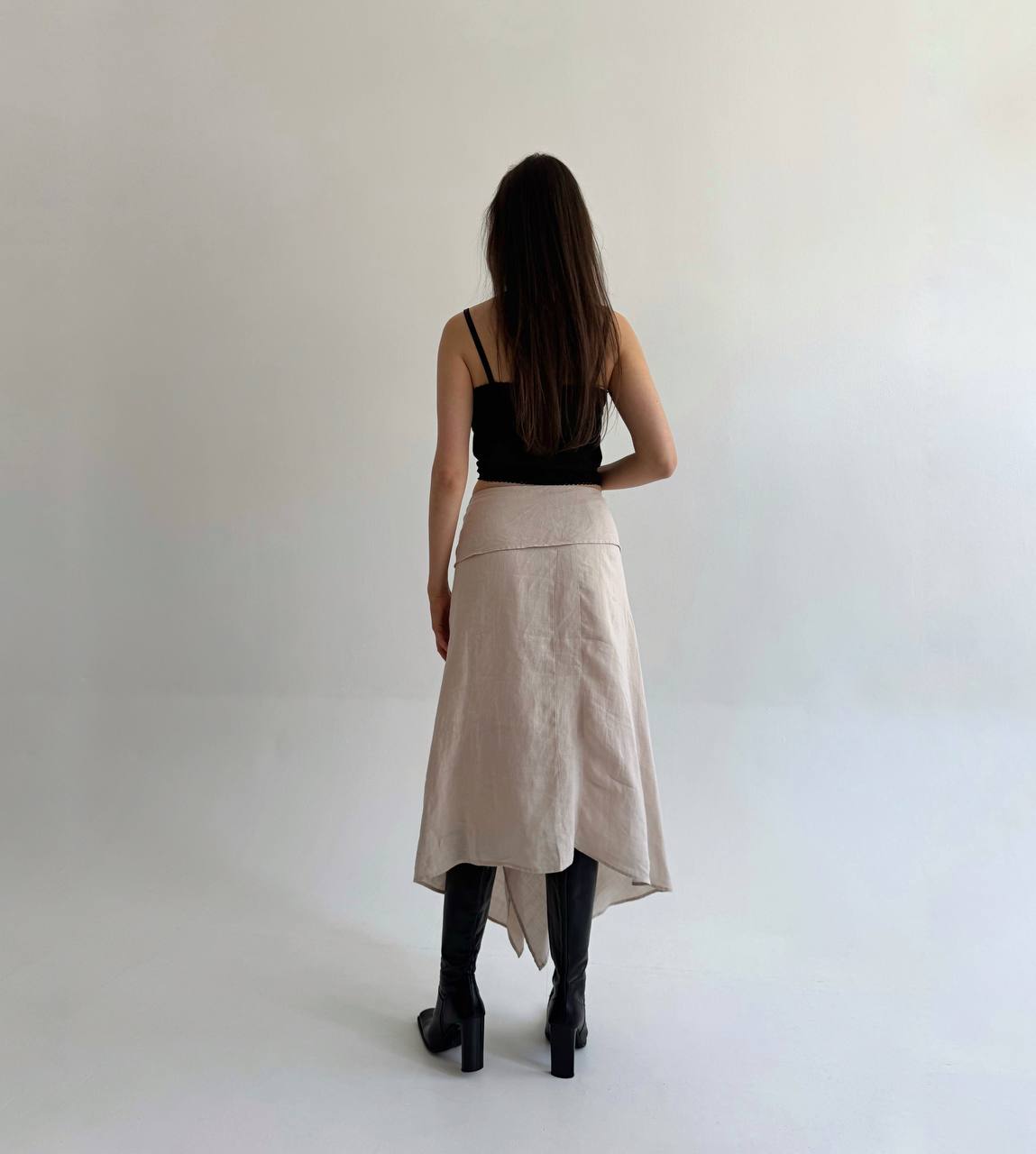 Vintage linen wooden buckle skirt