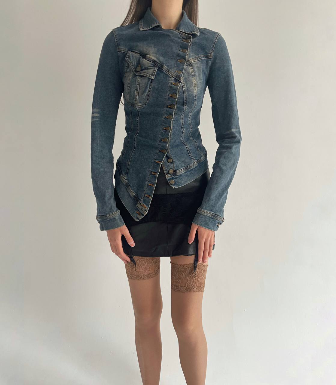 Vintage 90’s Plein Sud avant garde asymmetrical denim jacket