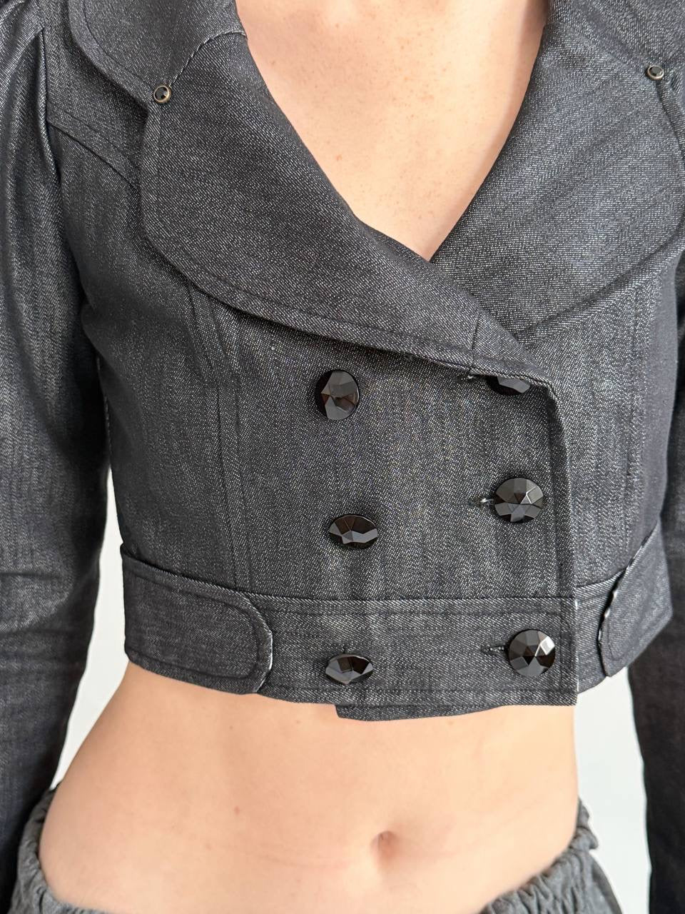 Y2K denim grey cropped jacket