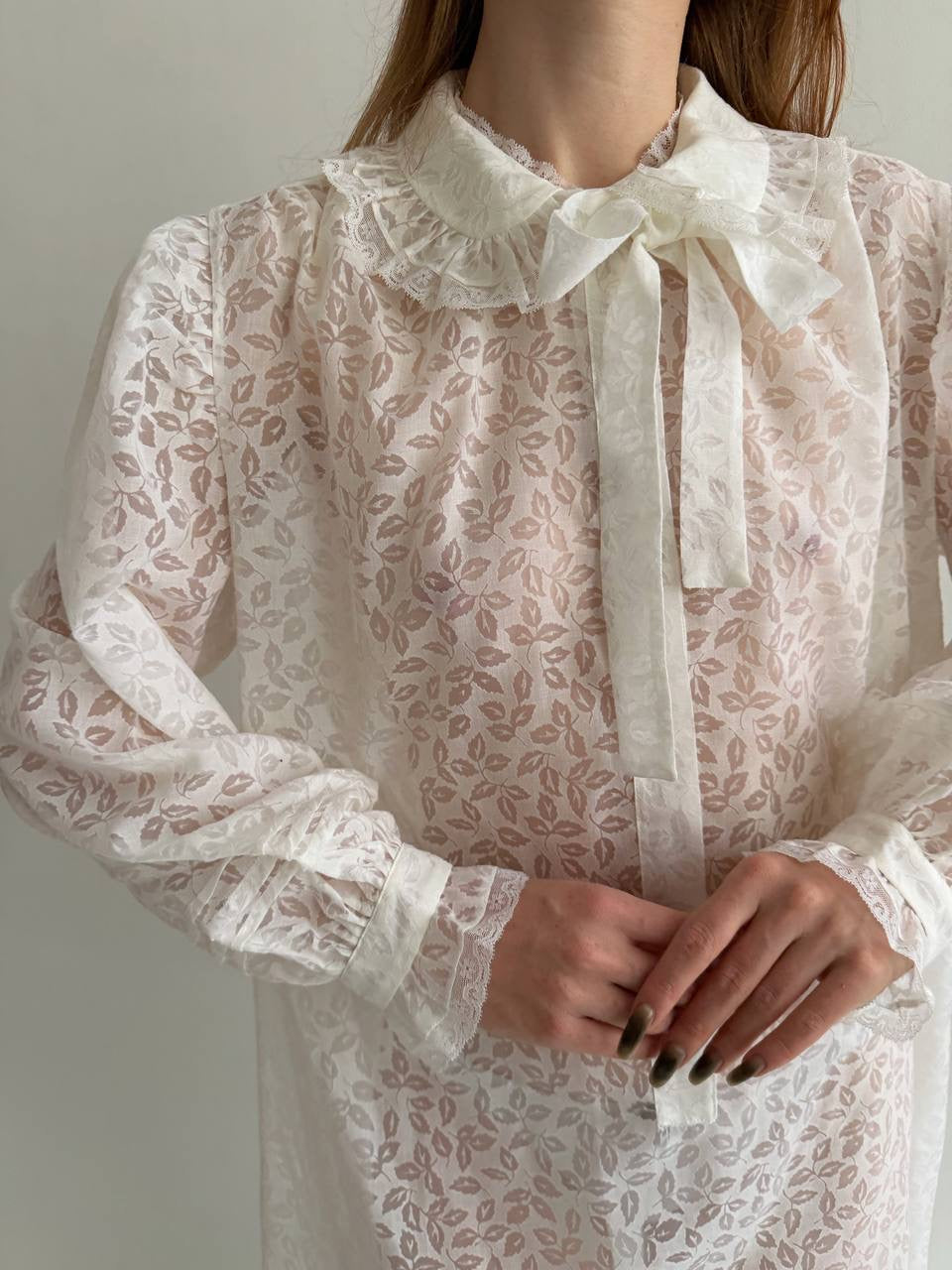 Vintage cotton blend printed night gown