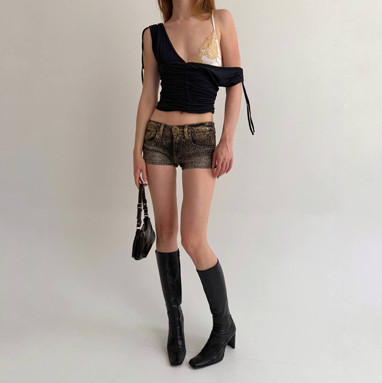 Vintage leopard printed micro mini shorts