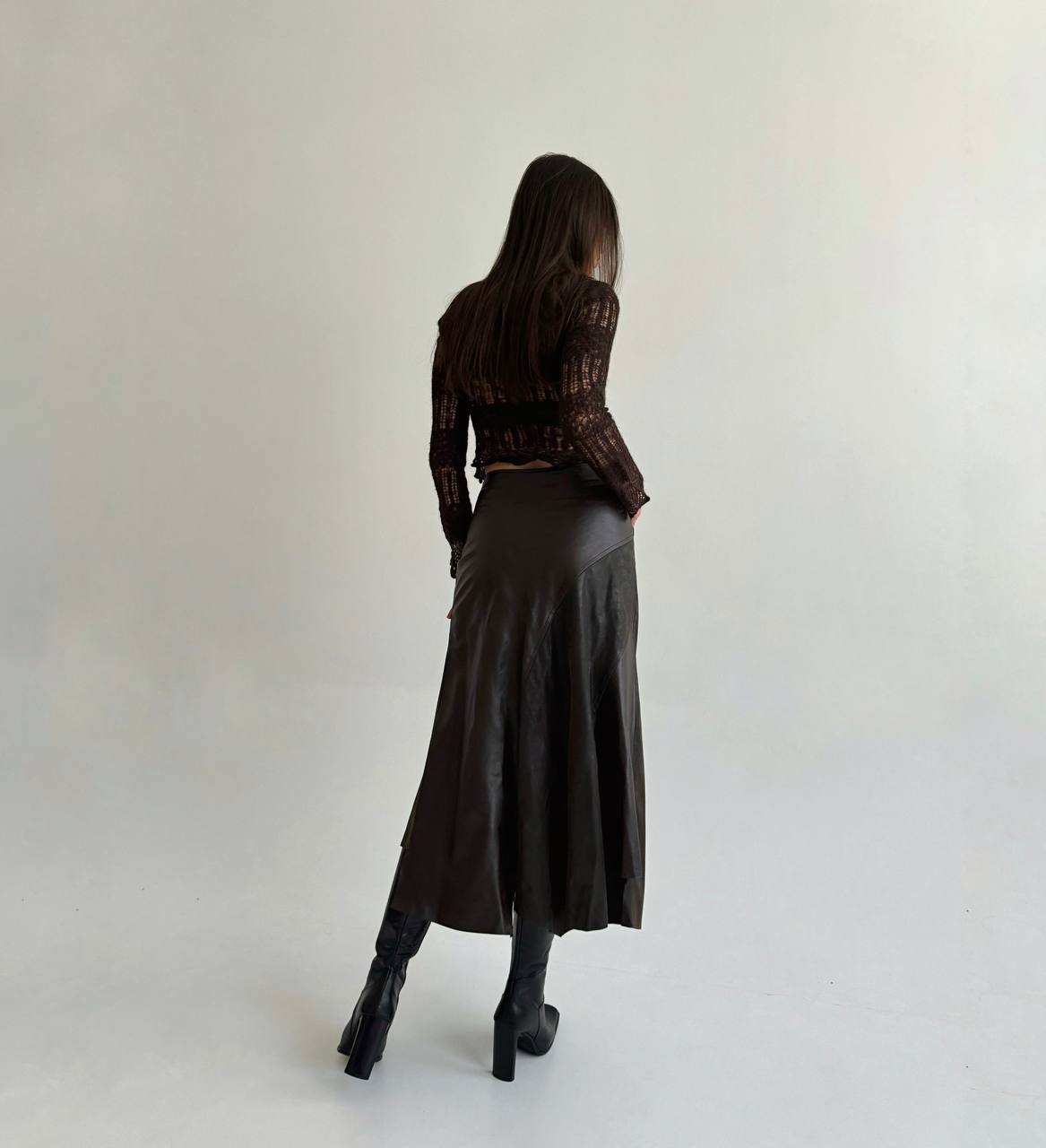 Vintage pleather brown skirt