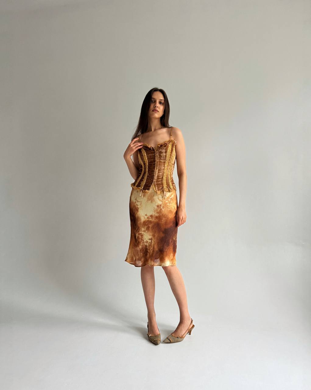 Vintage viscose printed skirt