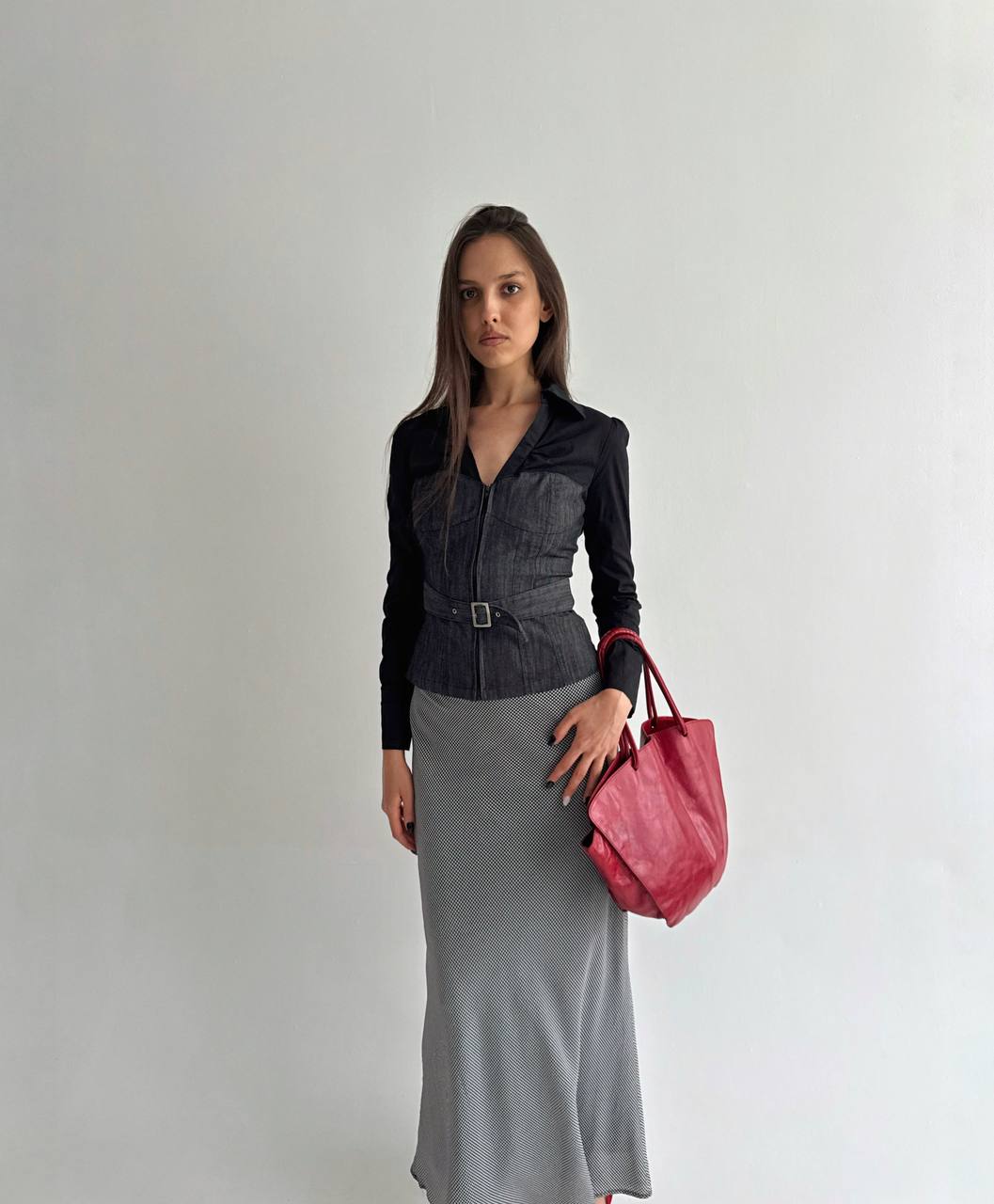 Vintage genuine leather red bag