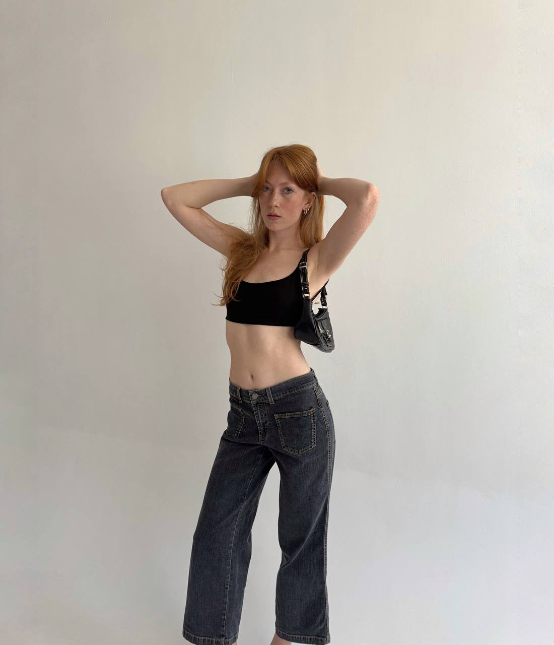 Vintage grey denim cropped jeans