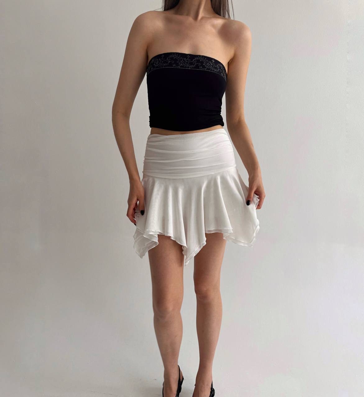 Vintage Y2K asymmetrical skirt with shorts