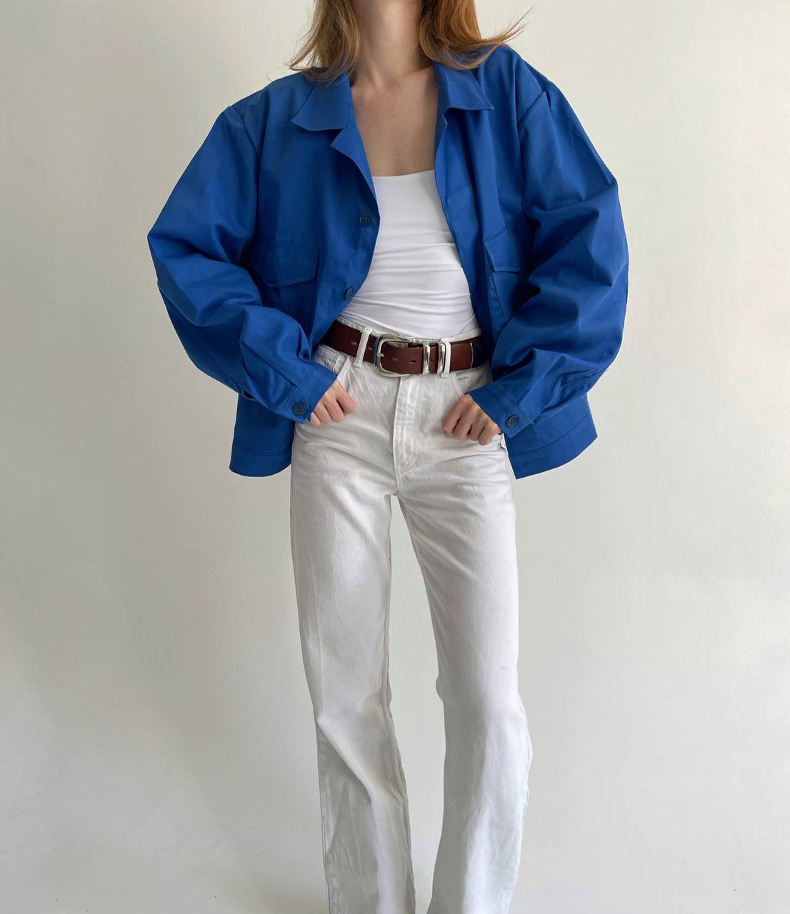 Vintage azure blue cotton jacket