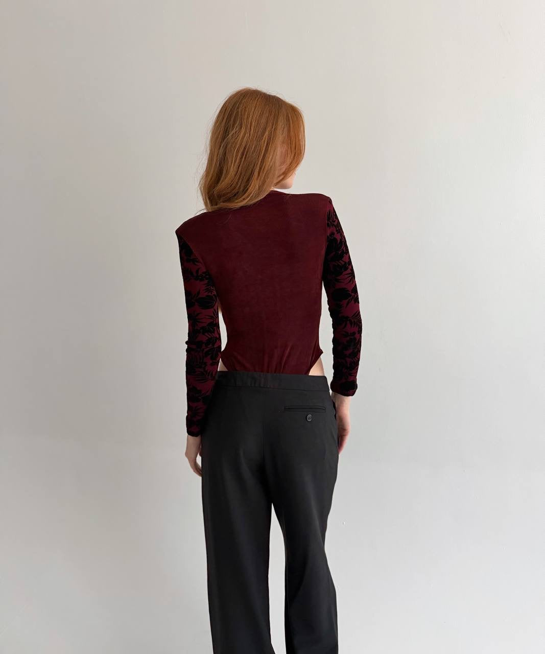Vintage 100% acetate burgundy bodysuit