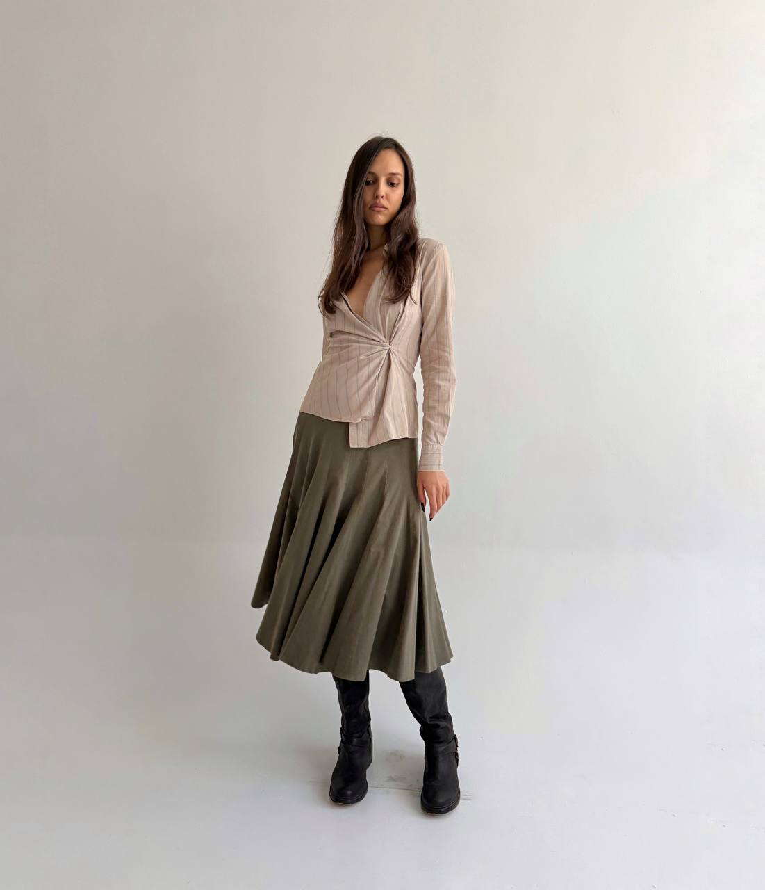 Vintage cotton khaki skirt