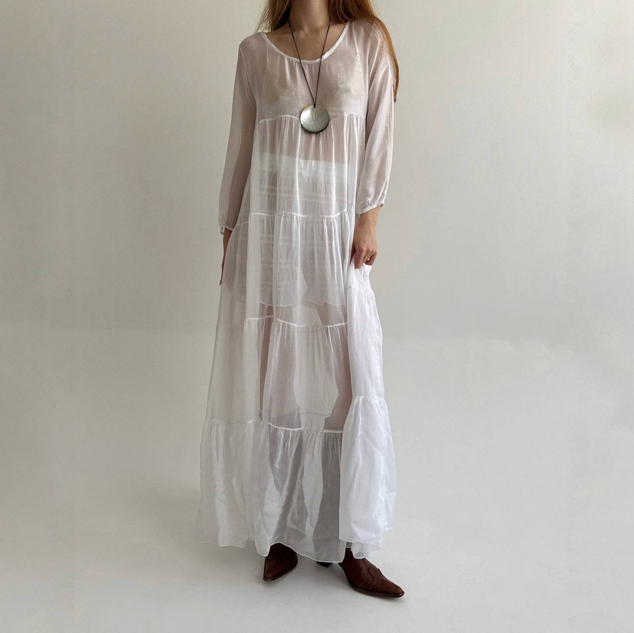 Vintage 30% silk 70% viscose super light and flowy dress