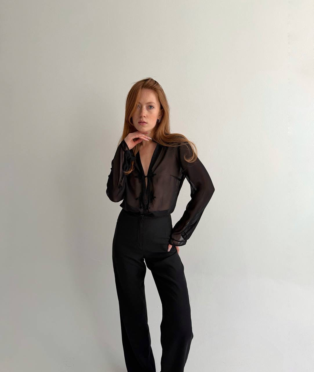 Vintage semi black blouse