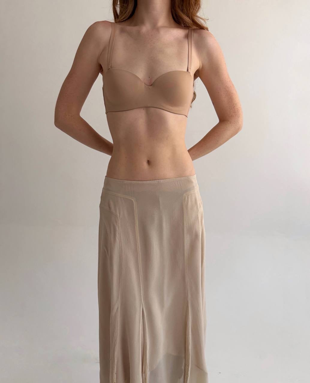 Vintage 100% pure silk delicate asymmetrical maxi skirt