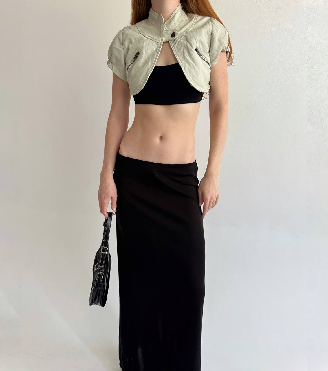 Vintage genuine leather cropped bolero