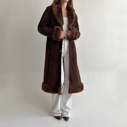 Vintage genuine leather sheepskin coat