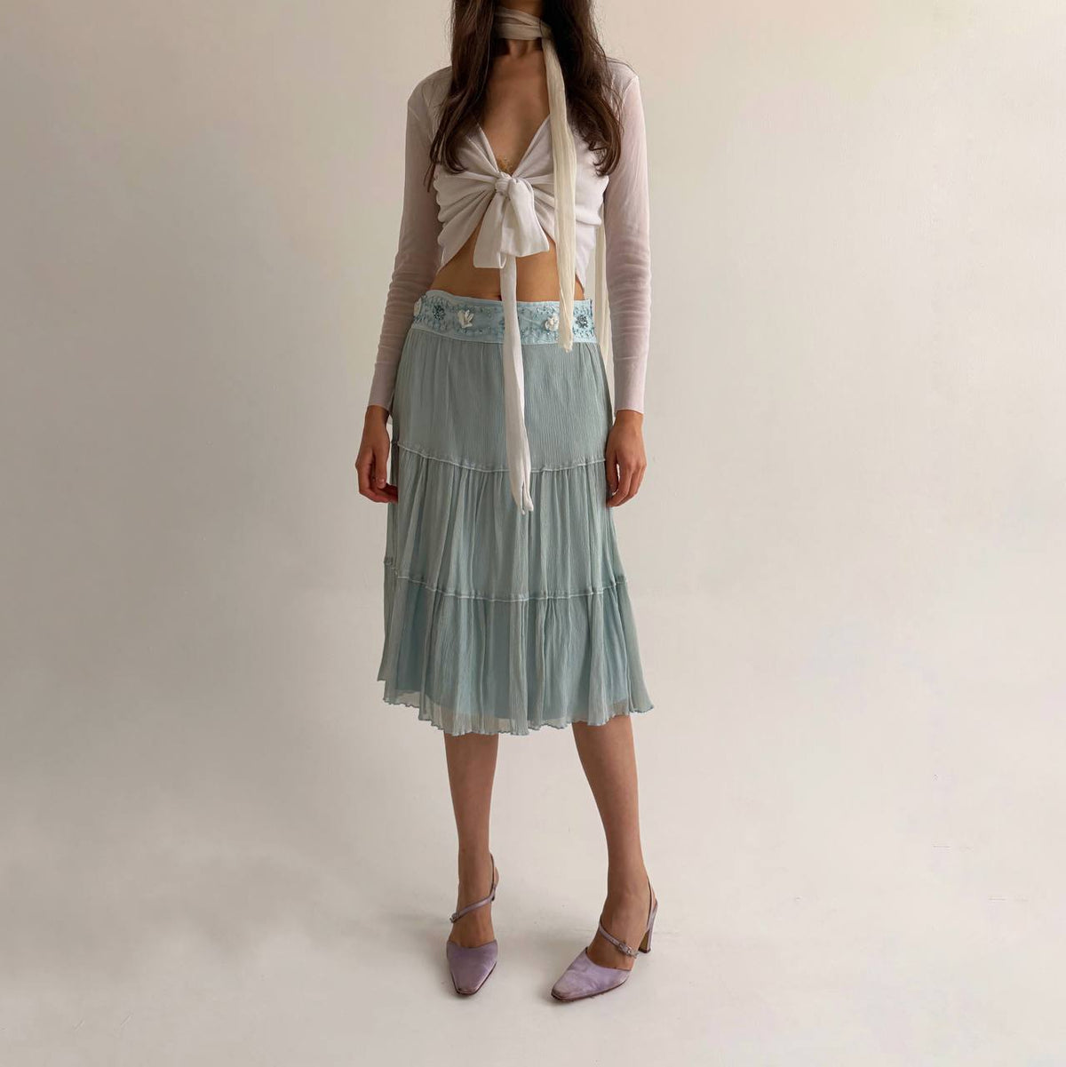 Vintage pure silk blue skirt