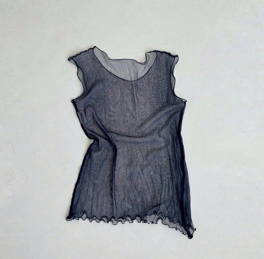 Alberta Ferretti mesh navy blouse
