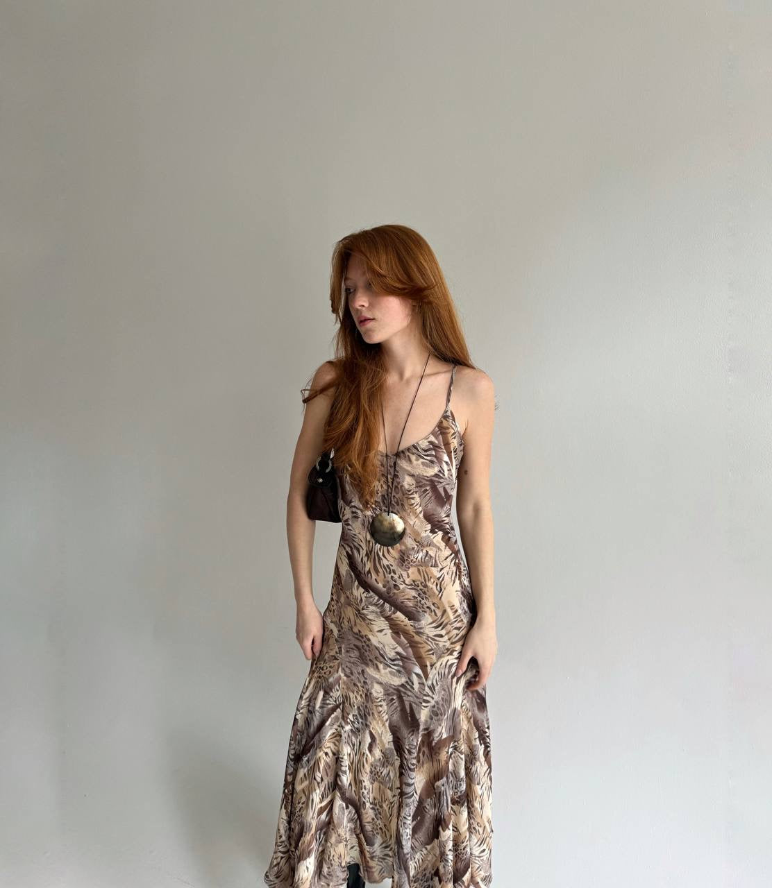 Y2K viscose asymmetrical maxi dress