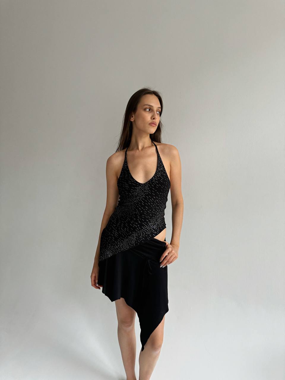 Vintage y2k glitter asymmetrical blouse