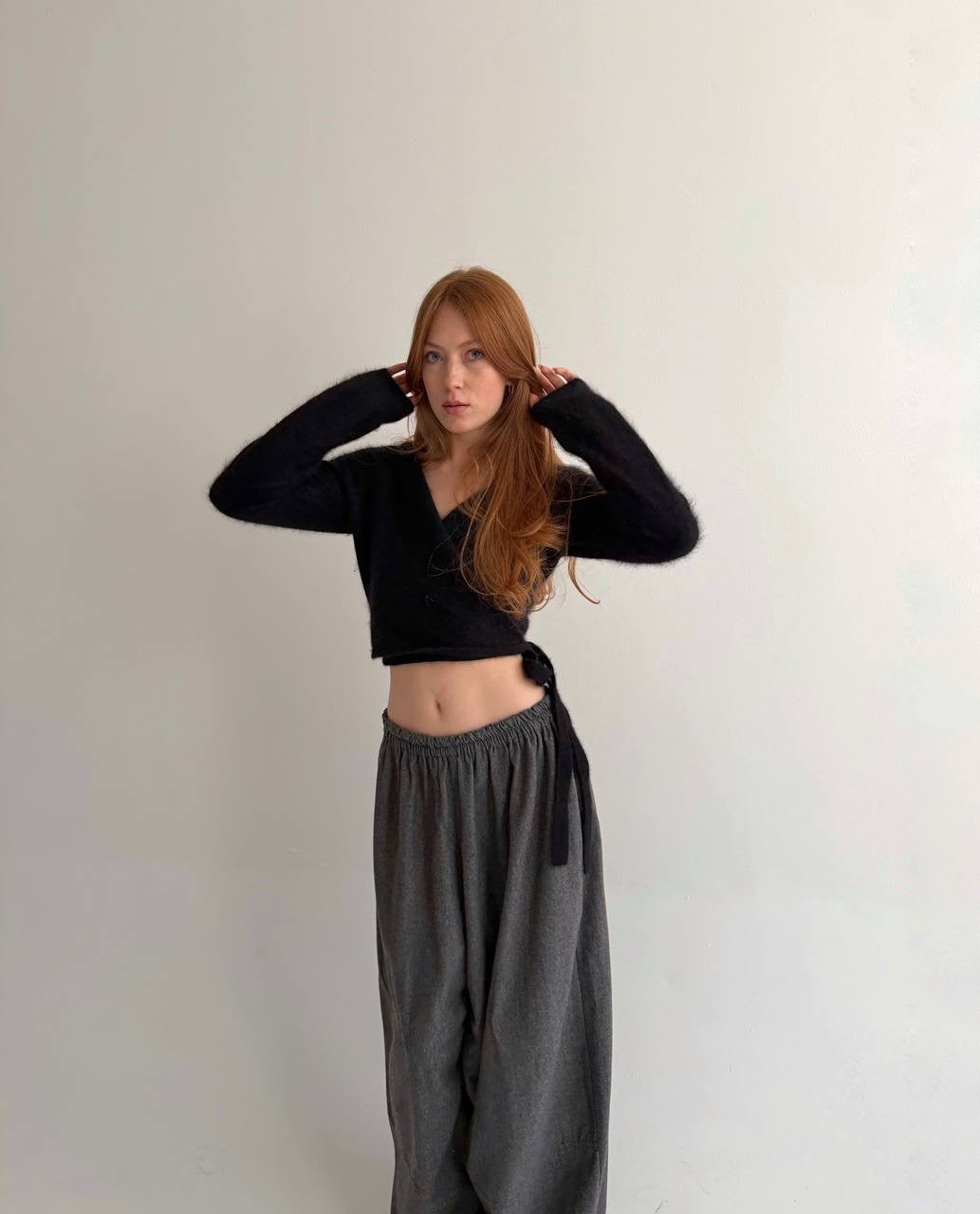 Vintage70% angora black wrap cardigan