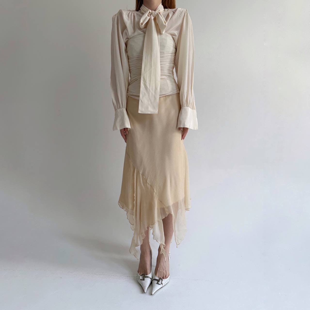 Vintage asymmetrical 100% pure silk skirt