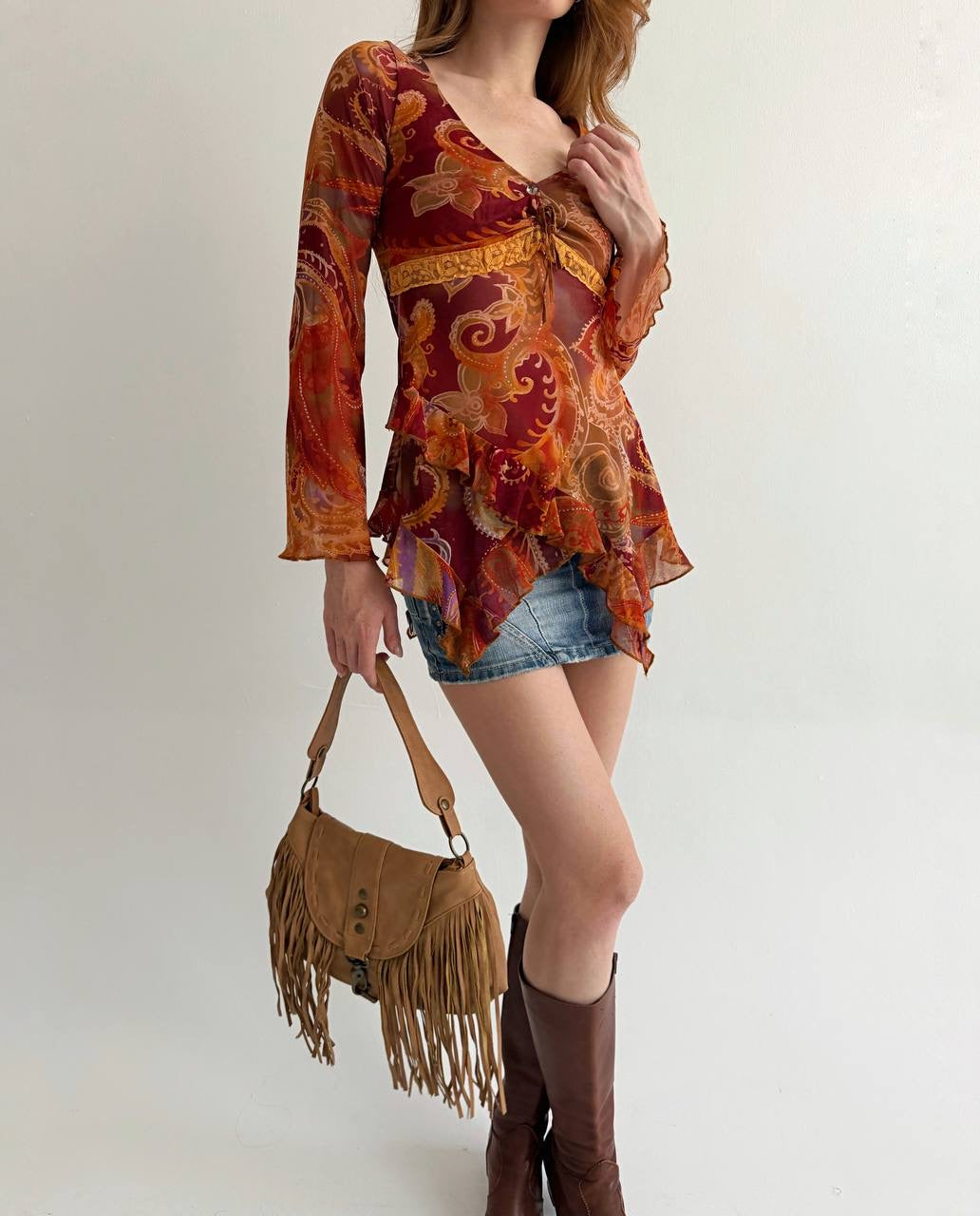 Vintage boho bag with fringe