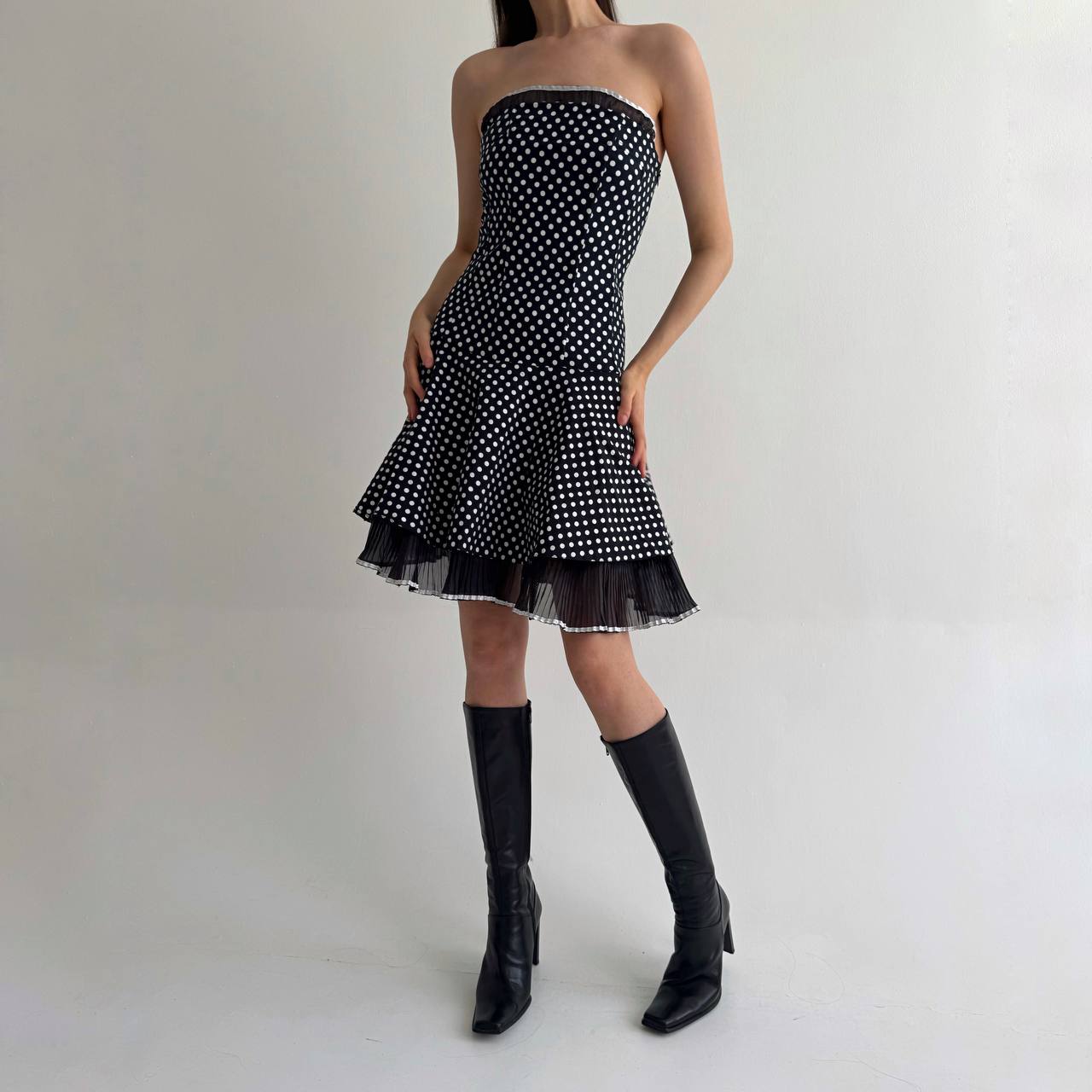Vintage polka dot navy dress