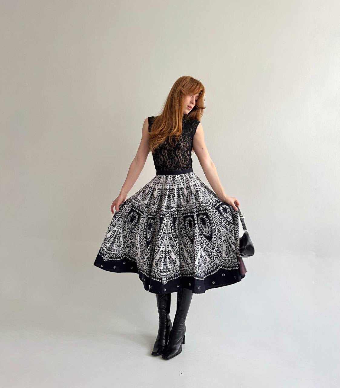 Vintage cotton A shape midi skirt