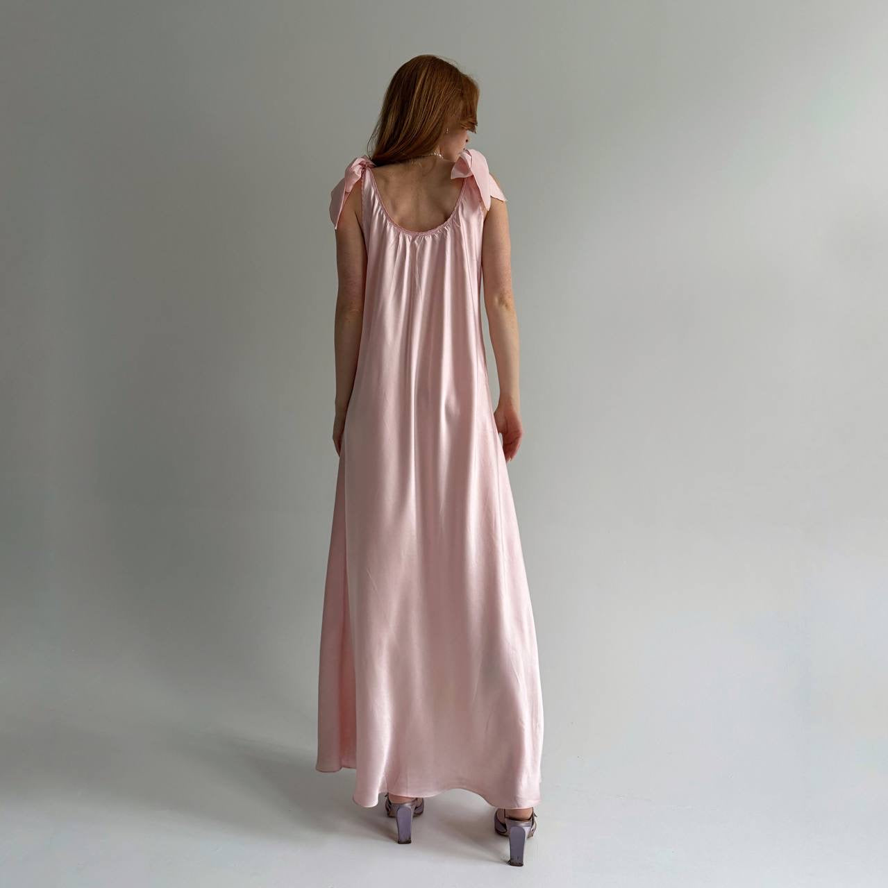 Vintage 100% pure silk pink long dress