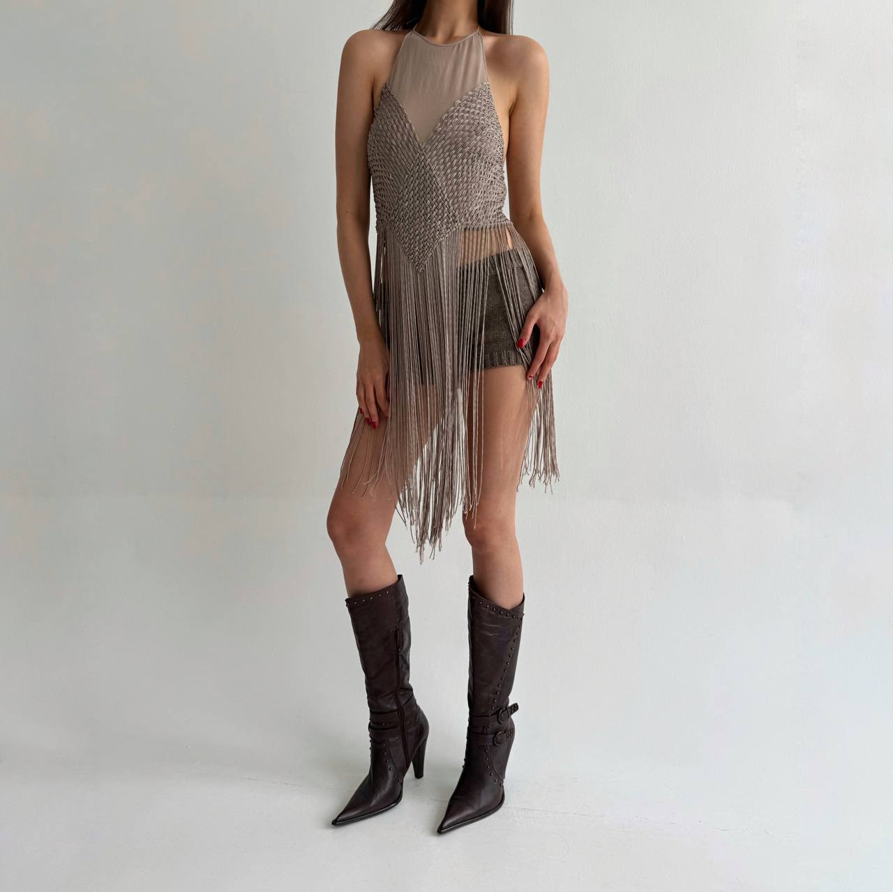 Vintage pure silk Max Mara top with tassels