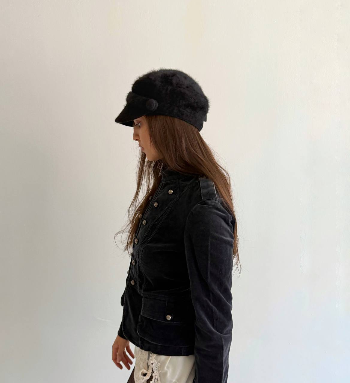 Vintage angora blend biker boy cap