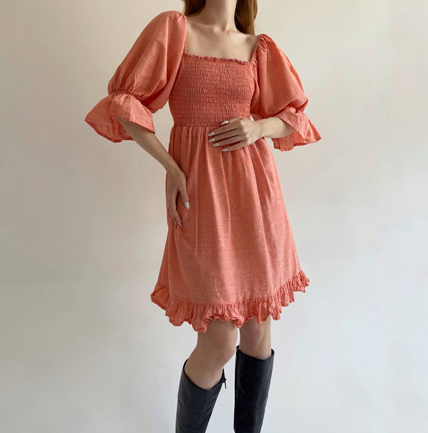 cottagecore dress with puff balloon sleeves