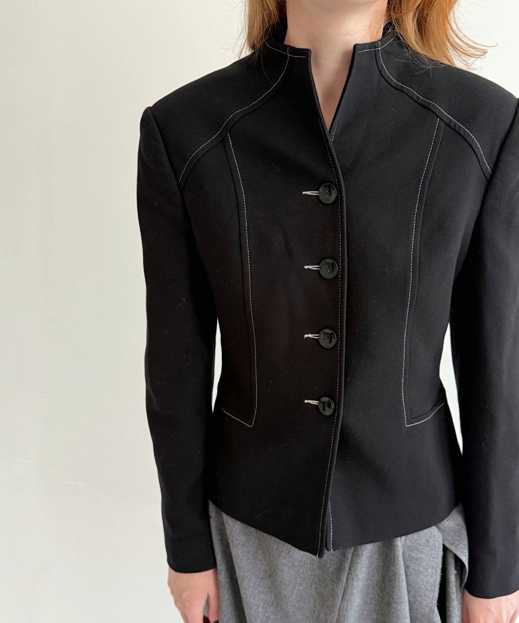 Vintage 45% viscose black button up blazer