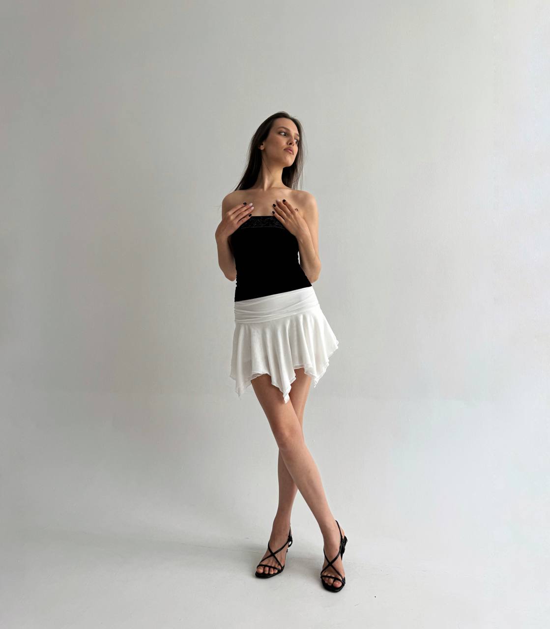 Vintage Y2K asymmetrical skirt with shorts