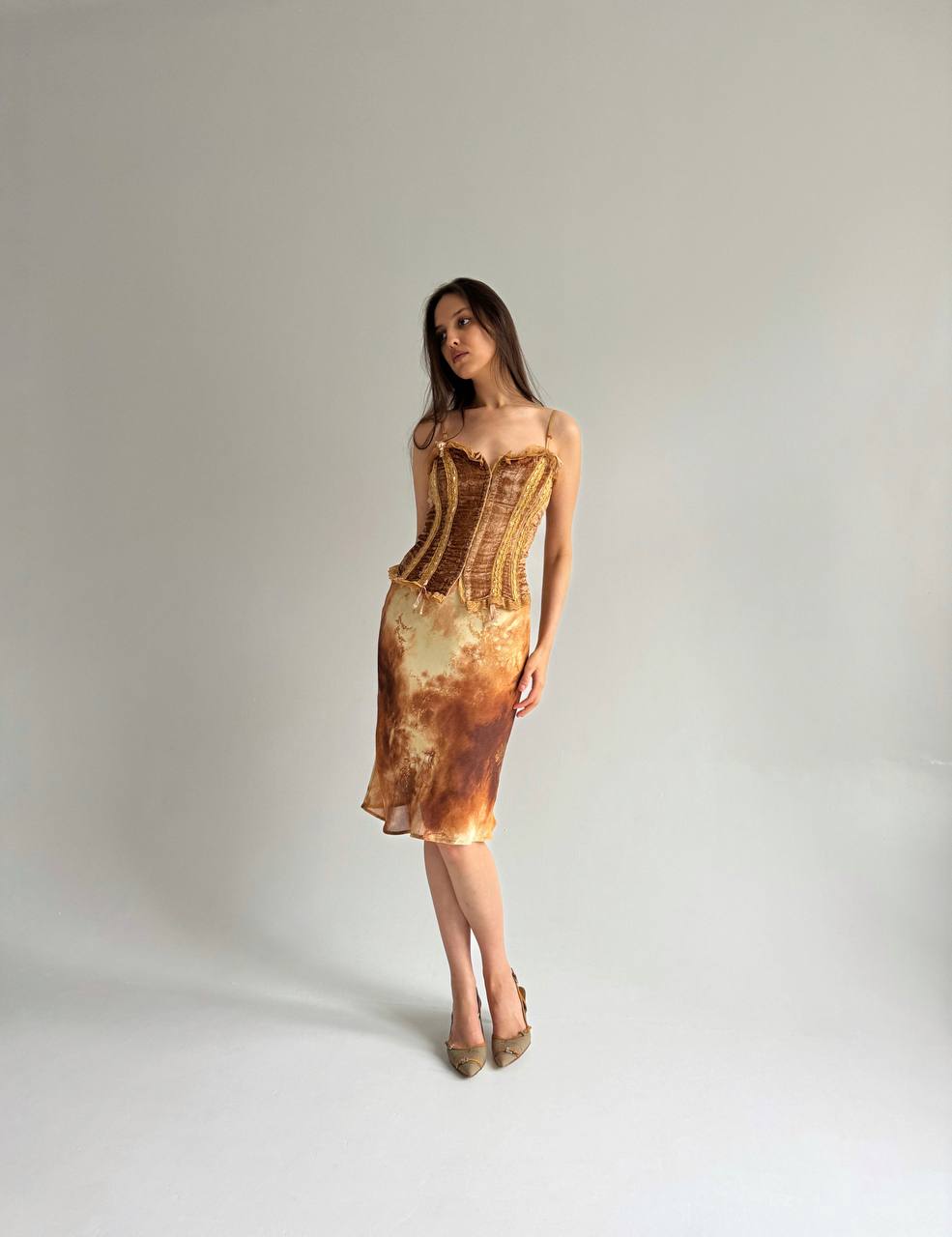 Vintage viscose printed skirt