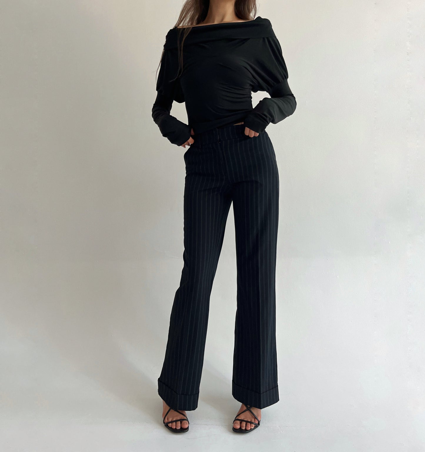 Vintage striped creased pants