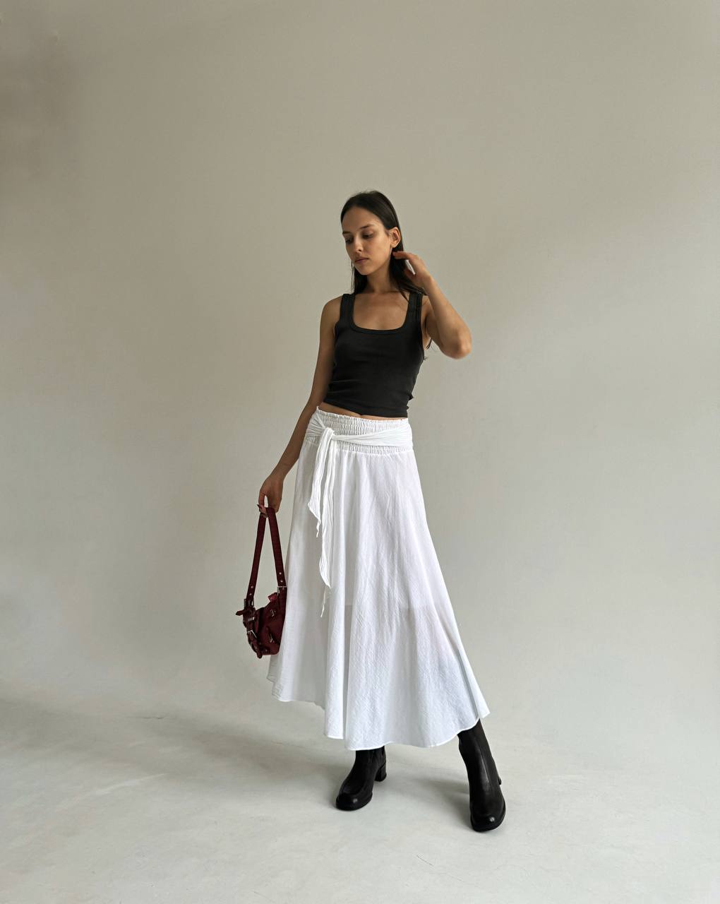 Vintage cotton maxi white skirt