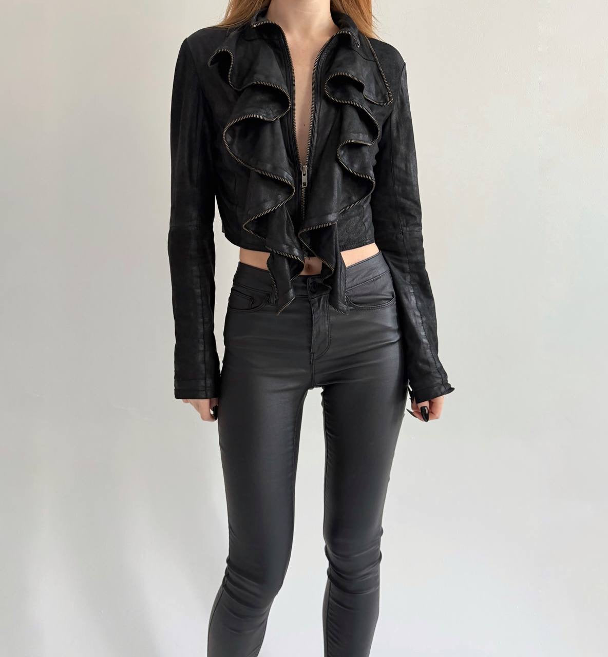 Vintage soft leather cropped jacket