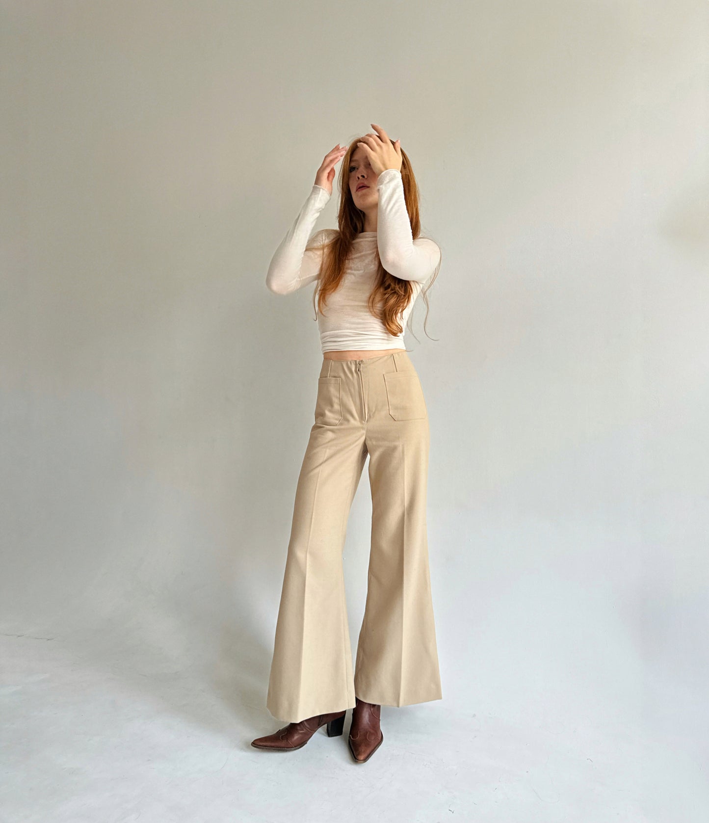 Vintage flared bell creased pants