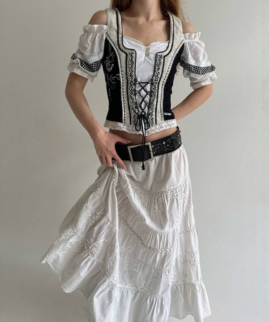 Vintage Bavarian blouse with corset like from detail