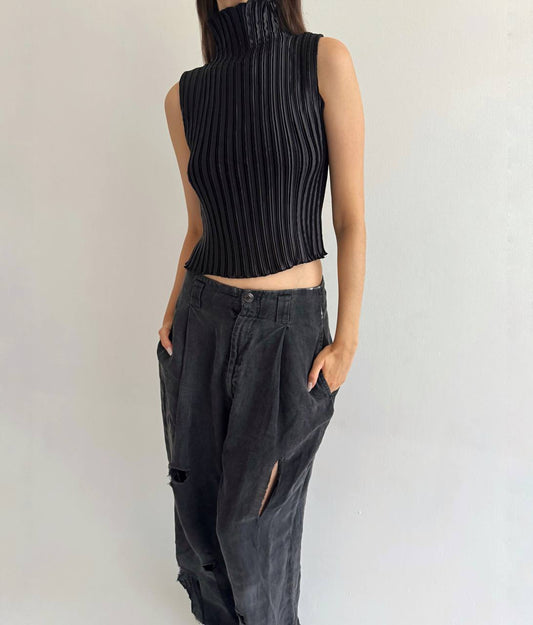 Vintage satin pleated blouse
